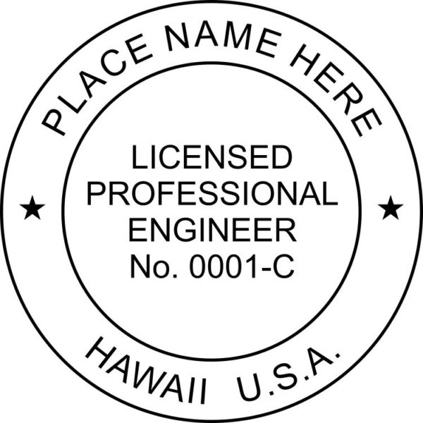 HAWAII Pre-inked Licensed Professional Engineer Stamp