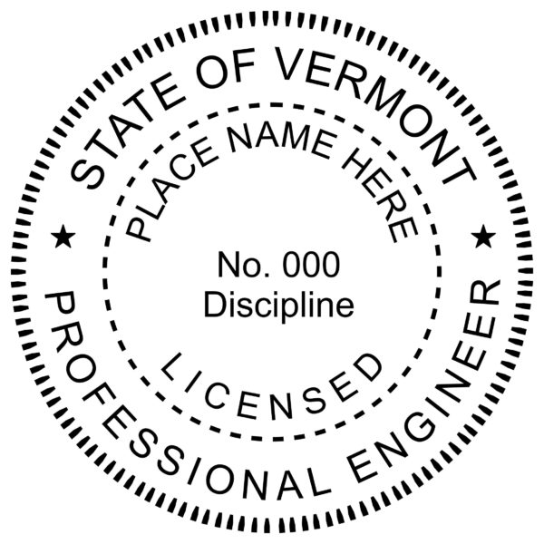 VERMONT Pre-inked Professional Engineer Stamp