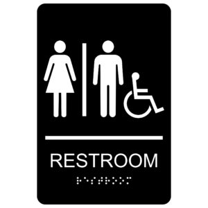 Women/Men Restroom with Wheelchair Symbol – Economy ADA signs with Braille