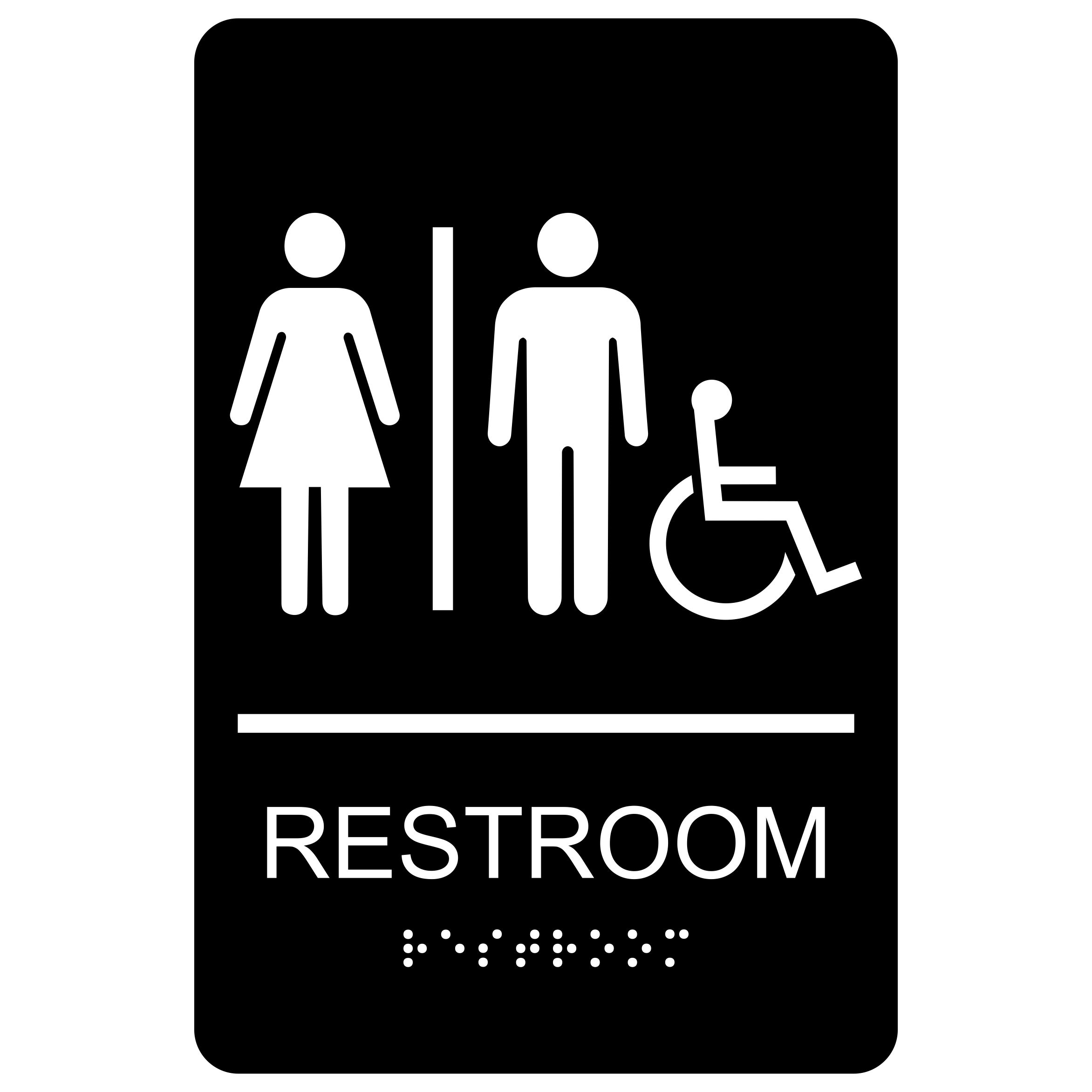 Women/Men Restroom with Wheelchair Symbol - Economy ADA signs with ...