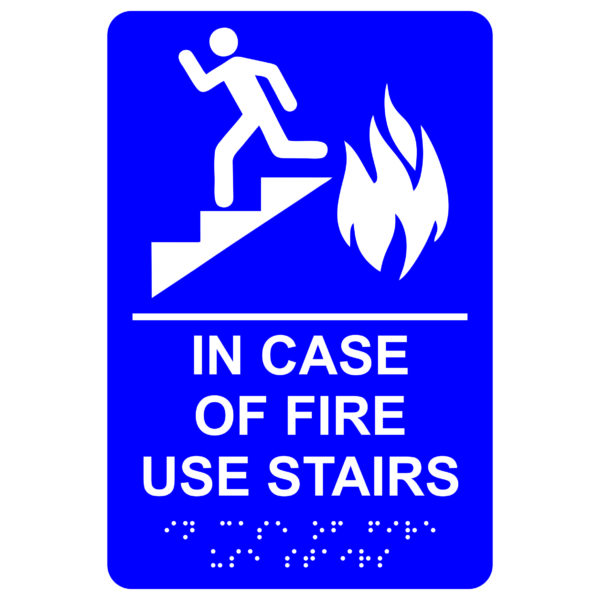 In Case of Fire Use Stairs – Economy ADA signs with Braille