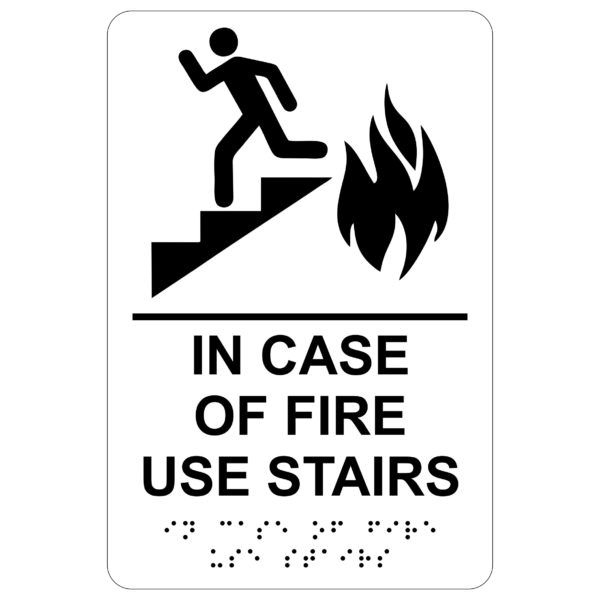 In Case of Fire Use Stairs – Economy ADA signs with Braille