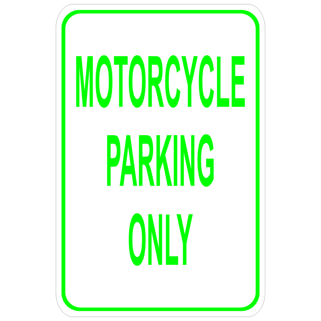 Motorcycle Parking Only aluminum sign Winmark Stamp & Sign Stamps