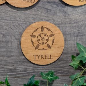 House Tyrell Game of Thrones Wooden Coasters with House Sigil
