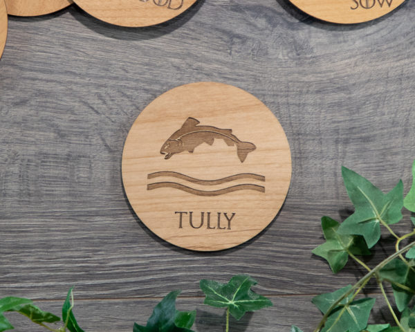 House Tully Game of Thrones Wooden Coasters with House Sigil