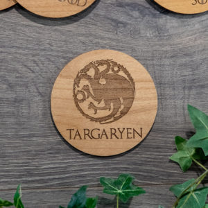 House Targaryen Game of Thrones Wooden Coasters with House Sigil