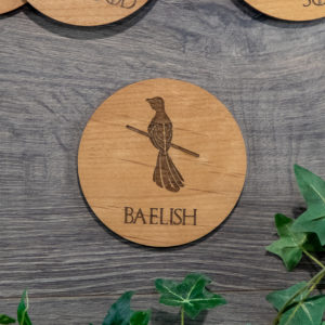 House Baelish Game of Thrones Wooden Coasters with House Sigil