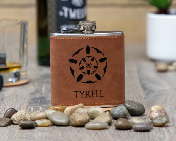 House Tyrell Game of Thrones Sigil 6 ounce leatherette flask with FREE Funnel