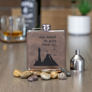 One Drink To Rule Them All 6 ounce leatherette flask with FREE Funnel