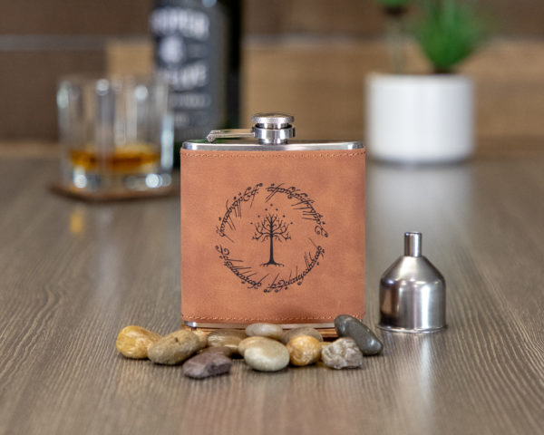 One Ring To Rule Them All 6 ounce leatherette flask with FREE Funnel