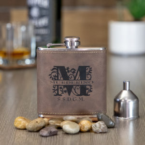 Murderino 6 ounce leatherette flask with FREE Funnel