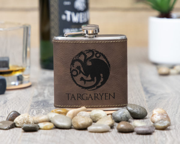 House Targaryen Game Of Thrones Sigil 6 Ounce Leatherette Flask With FREE Funnel