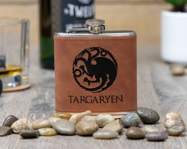 House Targaryen Game Of Thrones Sigil 6 Ounce Leatherette Flask With FREE Funnel