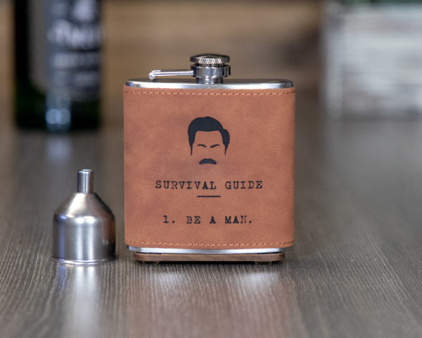 Survival Guide 6 ounce leatherette flask with FREE Funnel