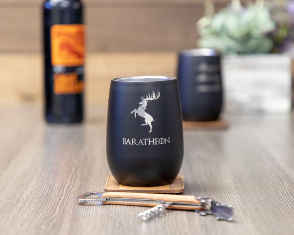 House Baratheon Game of Thrones Sigil 12 ounce Stainless Steel Stemless Wine Glass