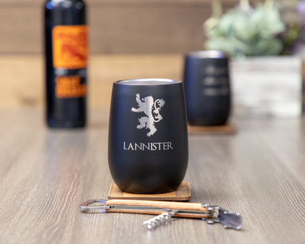 House Lannister Game of Thrones Sigil 12 ounce Stainless Steel Stemless Wine Glass