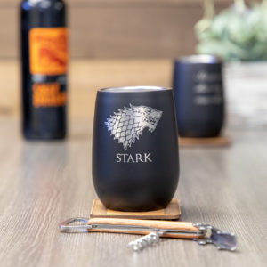 House Stark Game of Thrones Sigil 12 ounce Stainless Steel Stemless Wine Glass