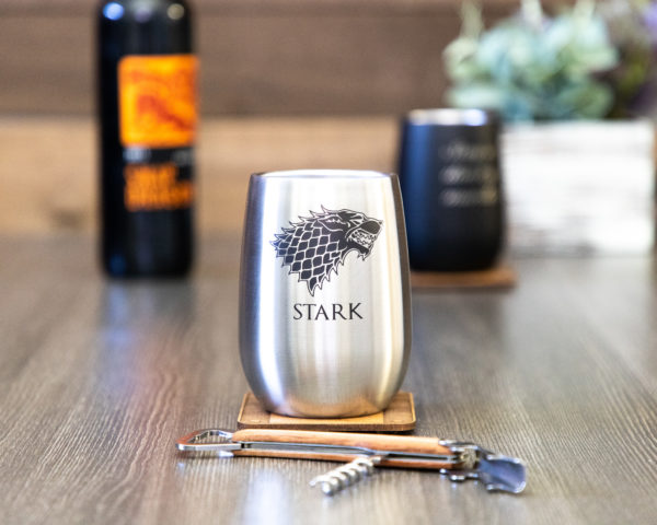 House Stark Game of Thrones Sigil 12 ounce Stainless Steel Stemless Wine Glass