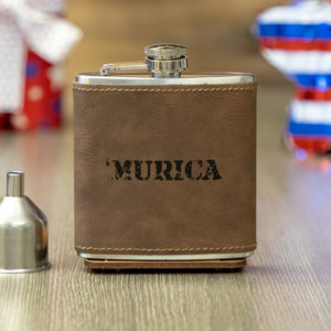 ‘Murica 6 ounce leatherette flask with FREE Funnel