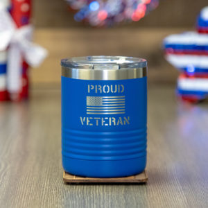 Proud Veteran Stencil American Flag 10 ounce vacuum insulated mug