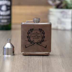 I Am Outdoorsey 6 ounce leatherette flask with FREE Funnel