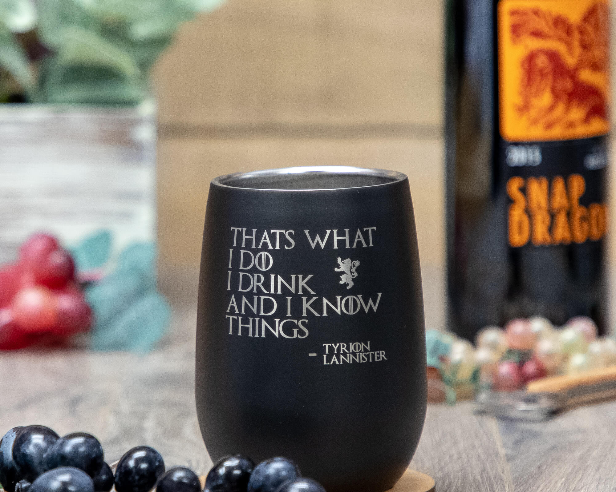 I Drink and I Know Things Premium Game of Thrones Wine Glass Gift for Game of thrones fan Perfect Gift for Him by Naked Wood Works 