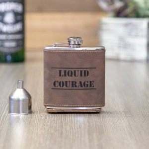 Liquid Courage 6 ounce leatherette flask with FREE Funnel