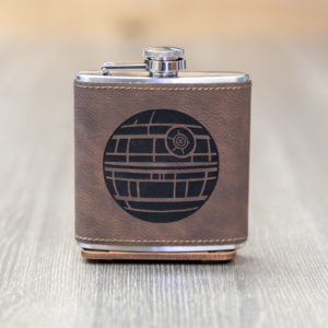 Death Star 6 ounce leatherette flask with FREE Funnel
