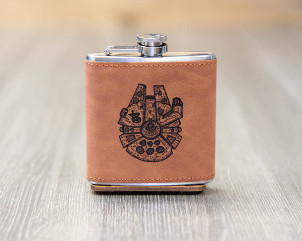Millennium Falcon 6 ounce leatherette flask with FREE Funnel