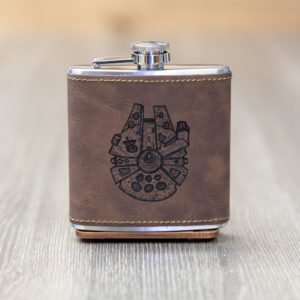 Millennium Falcon 6 ounce leatherette flask with FREE Funnel