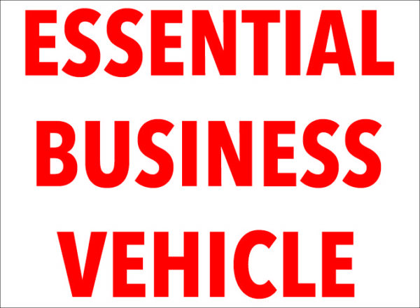Essential Business Vehicle magnetic sign