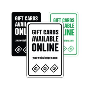 Gift Cards Available Online with custom website temporary sign