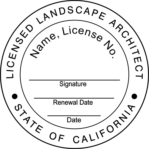 California Pre-inked Licensed Landscape Architect Stamp