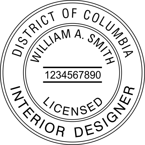 District of Columbia Pre-inked Licensed Interior Designer Stamp