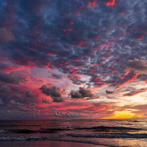 Fiery Sunset Beach Photo Lustre Print in Florida
