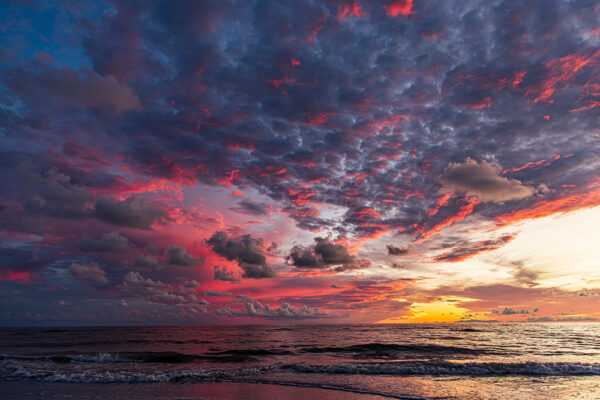 Fiery Sunset Beach Canvas Print in Florida