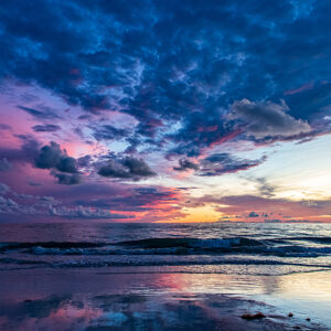 Colorful Florida Beach Sunset Saddle Leather Print