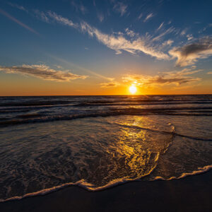 Serene Florida Beach Sunset Landscape Saddle Leather Canvas Print