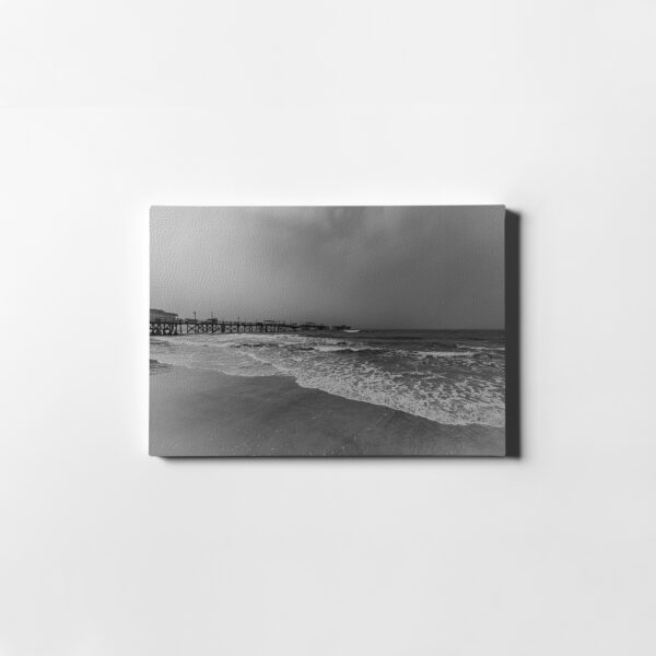 Black and White Dock And Beach Sunset Florida Saddle Leather Print