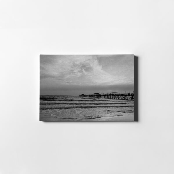Pier at the Beach Leather Canvas Print Florida