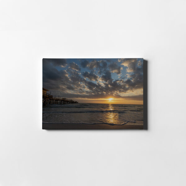 Colorful Sunset with Pier Florida Beach Landscape Picasso Canvas Print