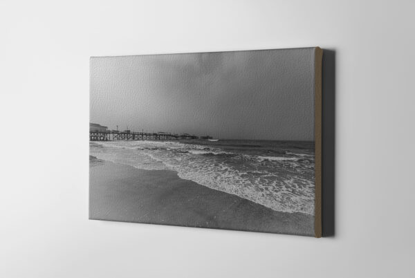 Black and White Dock And Beach Sunset Florida Saddle Leather Print