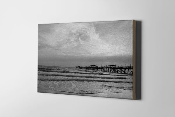 Pier at the Beach Leather Canvas Print Florida