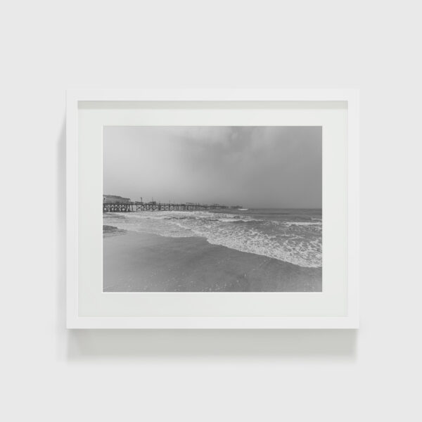 Black and White Dock And Beach Sunset Florida Photo Lustre Paper Print