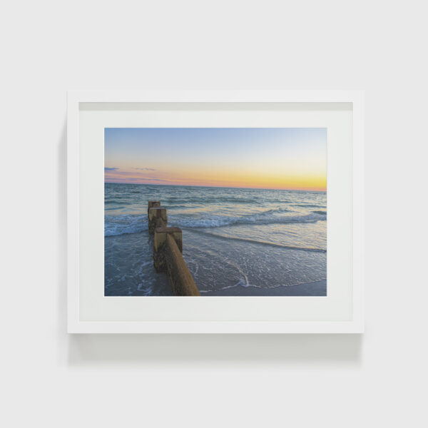 Wave Breaker With Colorful Sunset Florida Beach Landscape Photo Lustre Paper Print