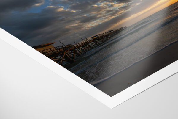 Colorful Sunset with Pier Florida Beach Landscape Photo Lustre Paper Print