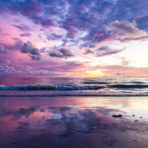 Pastel Florida Beach Sunset Landscape Saddle Leather Canvas Print