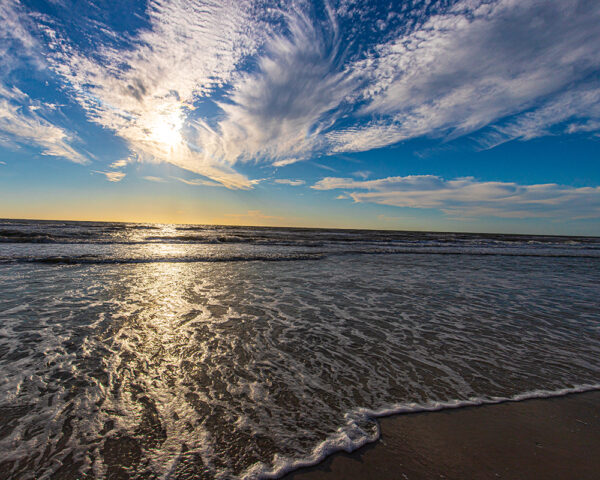 Tranquil Blue Florida Beach Sunset Landscape Saddle Leather Canvas Print