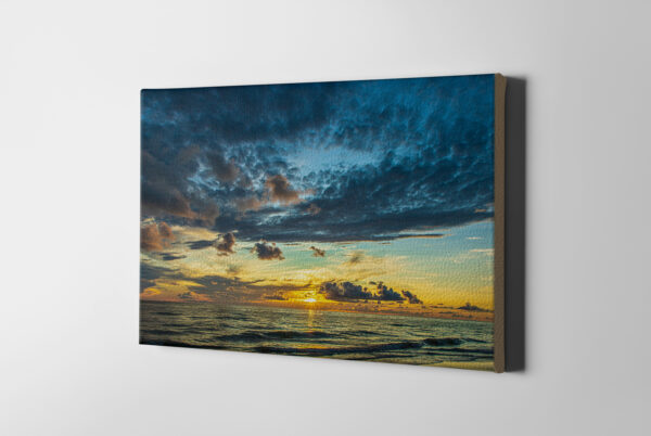 Yellow Glow Florida Beach Sunset Landscape Saddle Leather Canvas Print