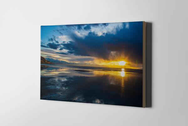 Abstract Colorful Great Salt Lake Sunset Saddle Leather Canvas Print